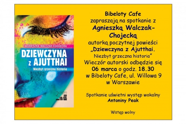 Wieczór autorski Agnieszki Walczak-Chojeckiej w Bibeloty Cafe