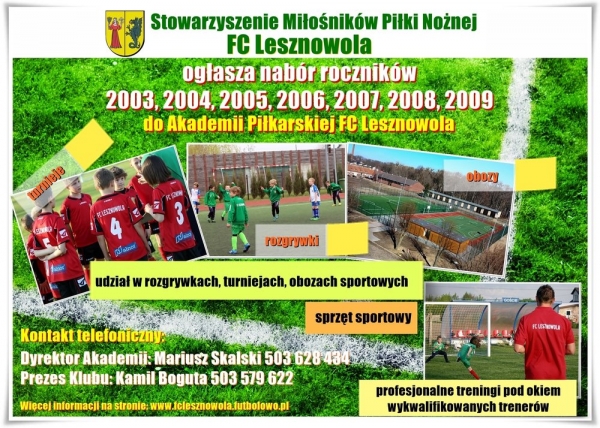 Nabór do Akademii Piłkarskiej FC Lesznowola