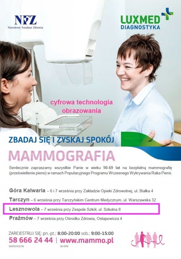 Bezpłatna mammografia w gminie Lesznowola