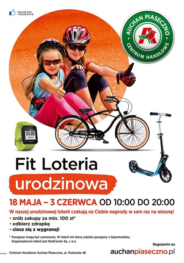 Wygraj rower w urodzinowej loterii Centrum Handlowego Auchan Piaseczno
