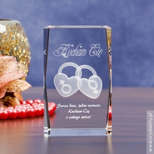 Dwa Serca 3D - oryginalny kryształ 3D na Walentynki