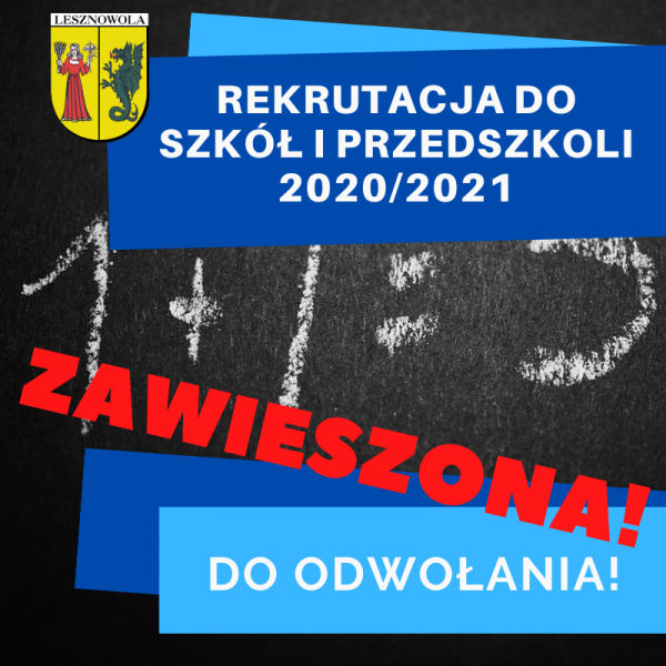 Gmina Lesznowola - rekrutacja na rok szkolny 2020/2021 - zawieszona
