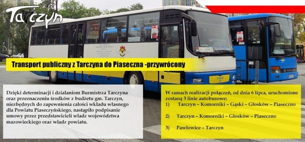 Transport publiczny z Tarczyna do Piaseczna - przywrócony